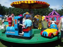 Mini cars and trains on the mini roundabout